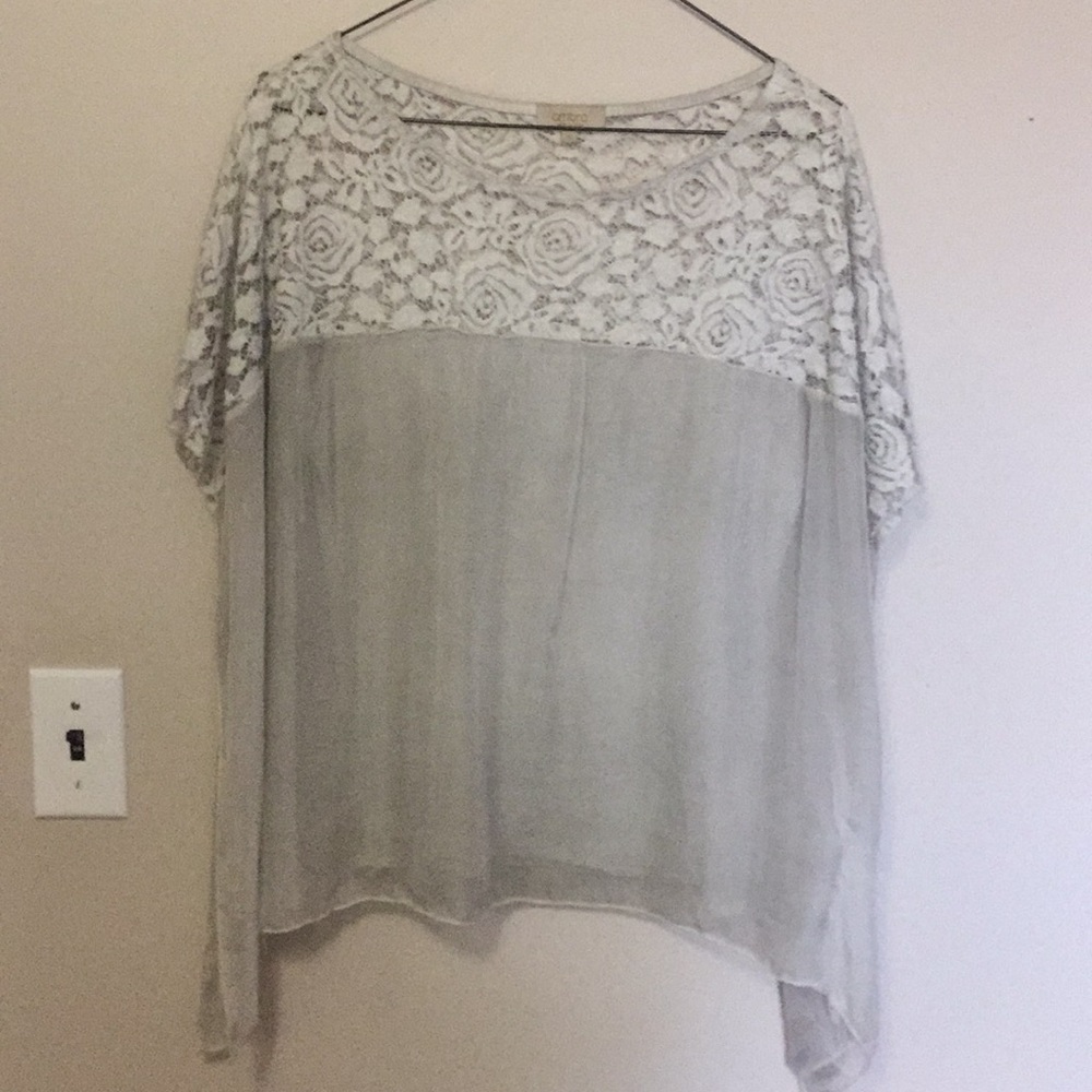 Ethereal Lace & Silver Silk Top